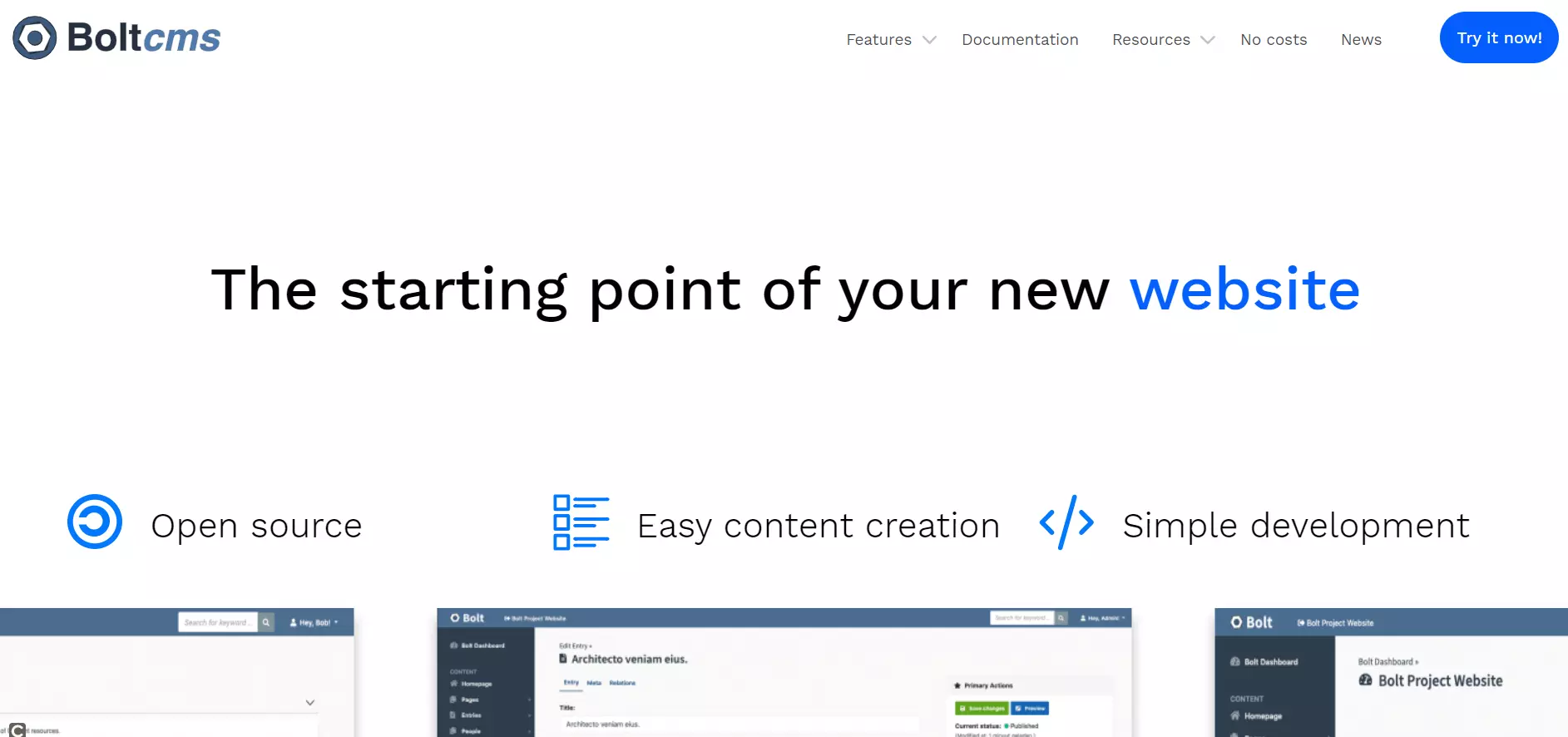 Image: Site Internet du projet Bolt