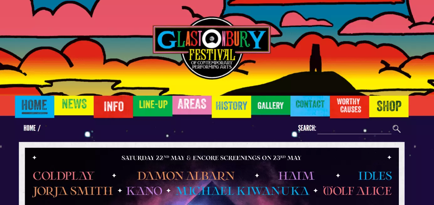 Image: Site Web du Festival de Glastonbury